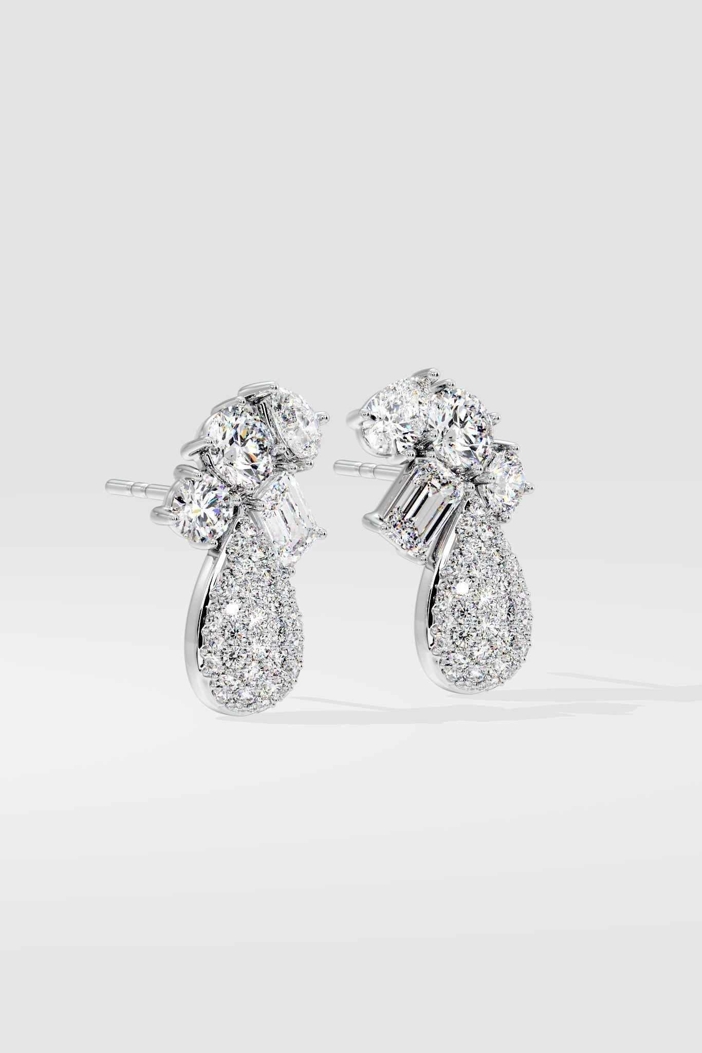 Empowered Cluster Diamond Drop Earrings - House Of Quadri
