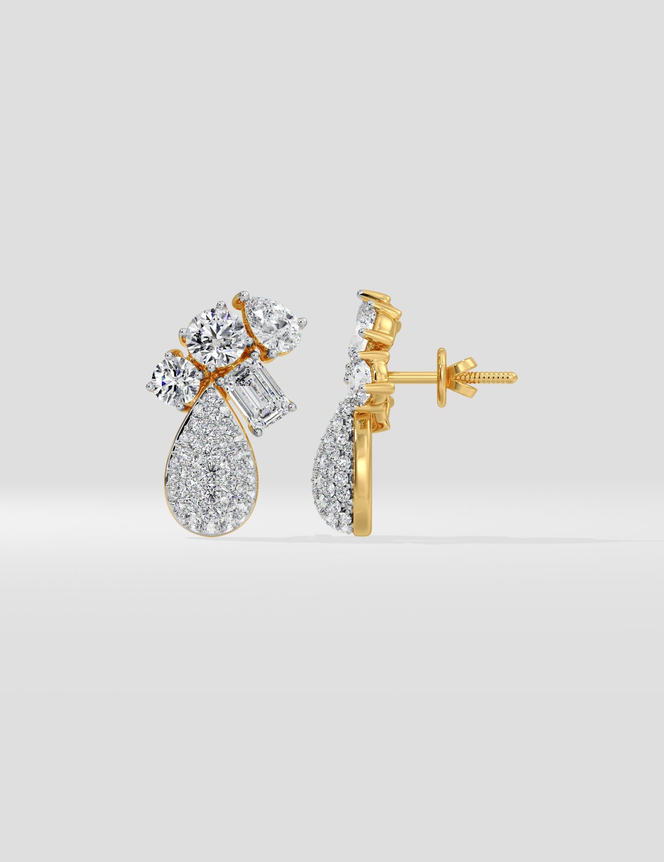 Cluster Diamond Drop Earrings