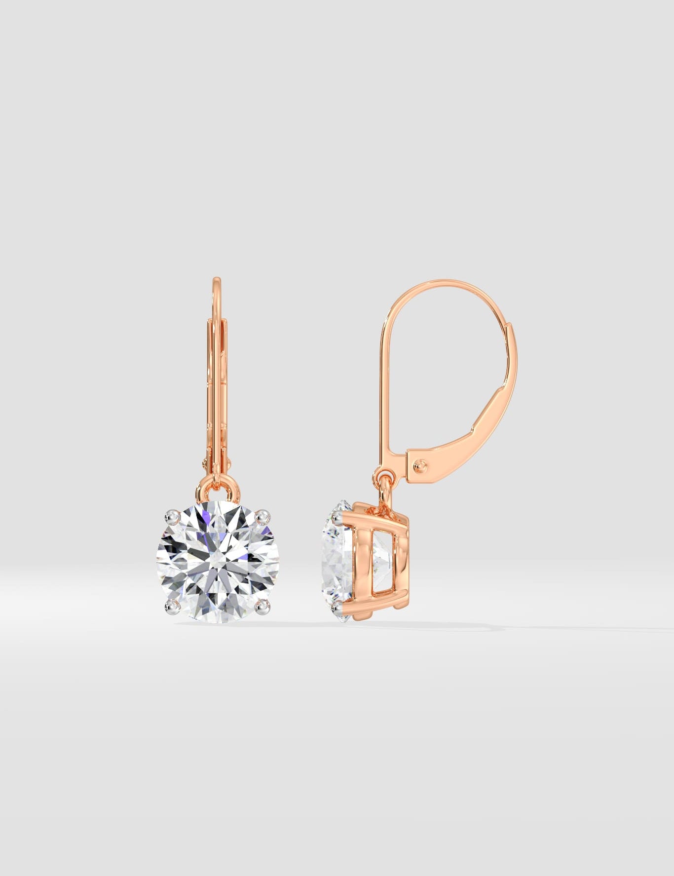 4 ct Solitaire Lever-Back Earrings - House of Quadri