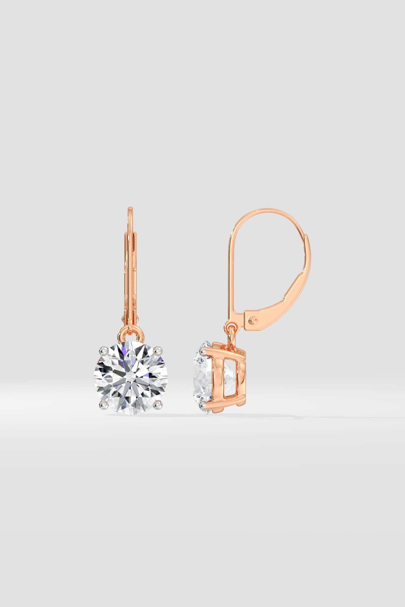 4 ct Solitaire Lever-Back Earrings - House of Quadri