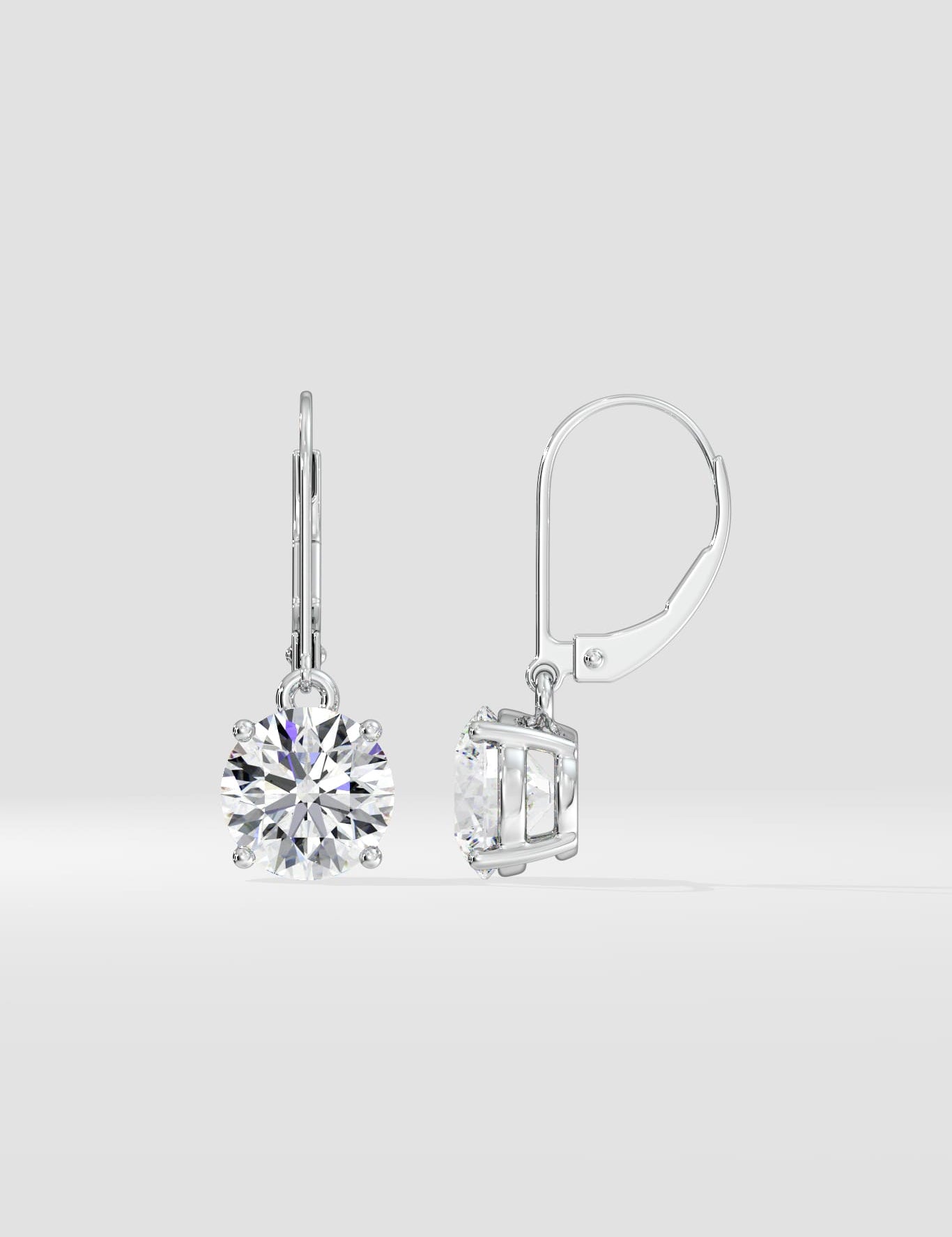 4 ct Solitaire Lever-Back Earrings - House of Quadri