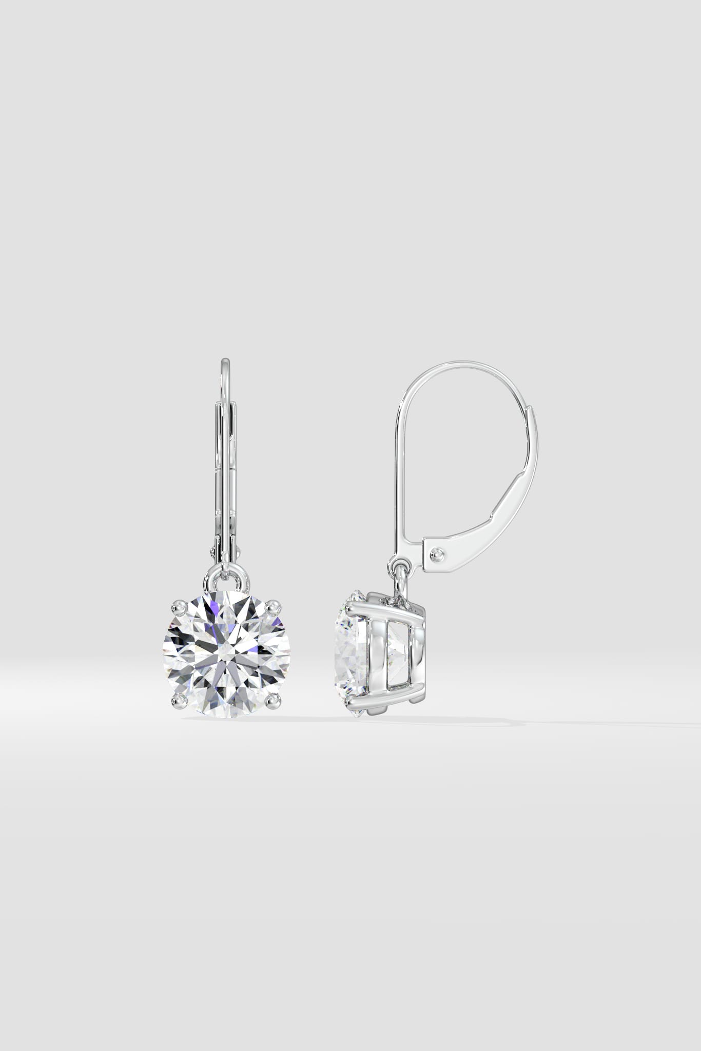 4 ct Solitaire Lever-Back Earrings - House of Quadri