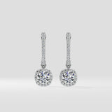 Cushion Halo Solitaire Drop Danglers