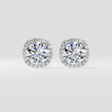 2 ct Cushion Halo Studs