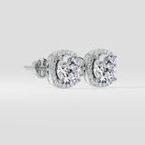 2 ct Cushion Halo Studs