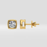 1 ct Bezel Cushion Studs
