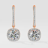 3 ct Cushion Halo Danglers