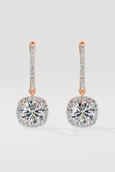 3 ct Cushion Halo Danglers