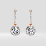 3 ct Cushion Halo Danglers - House of Quadri