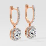3 ct Cushion Halo Danglers