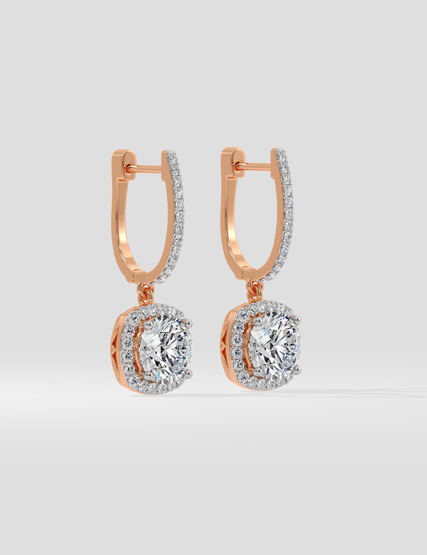 3 ct Cushion Halo Danglers - House of Quadri