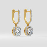 3 ct Cushion Halo Danglers
