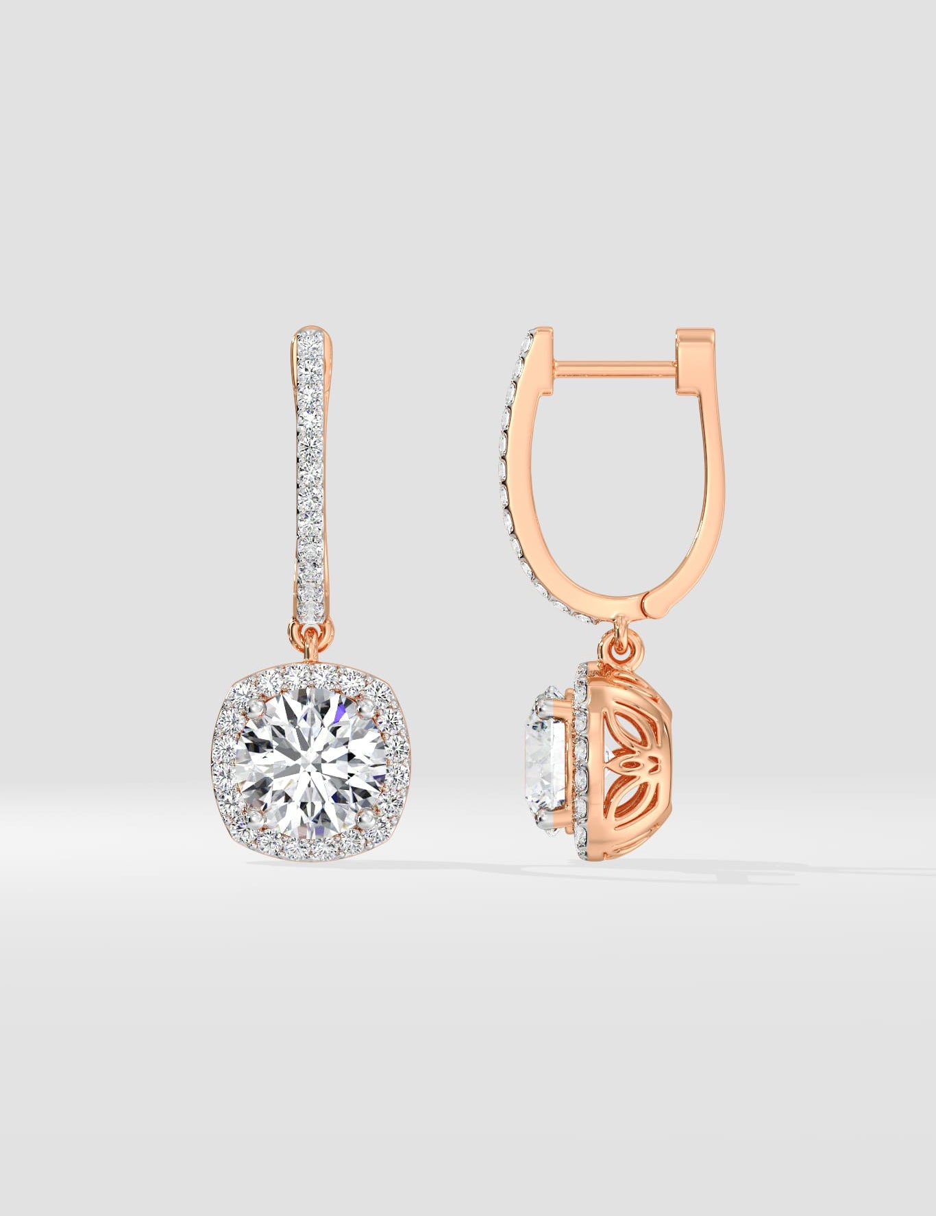 3 ct Cushion Halo Danglers - House of Quadri