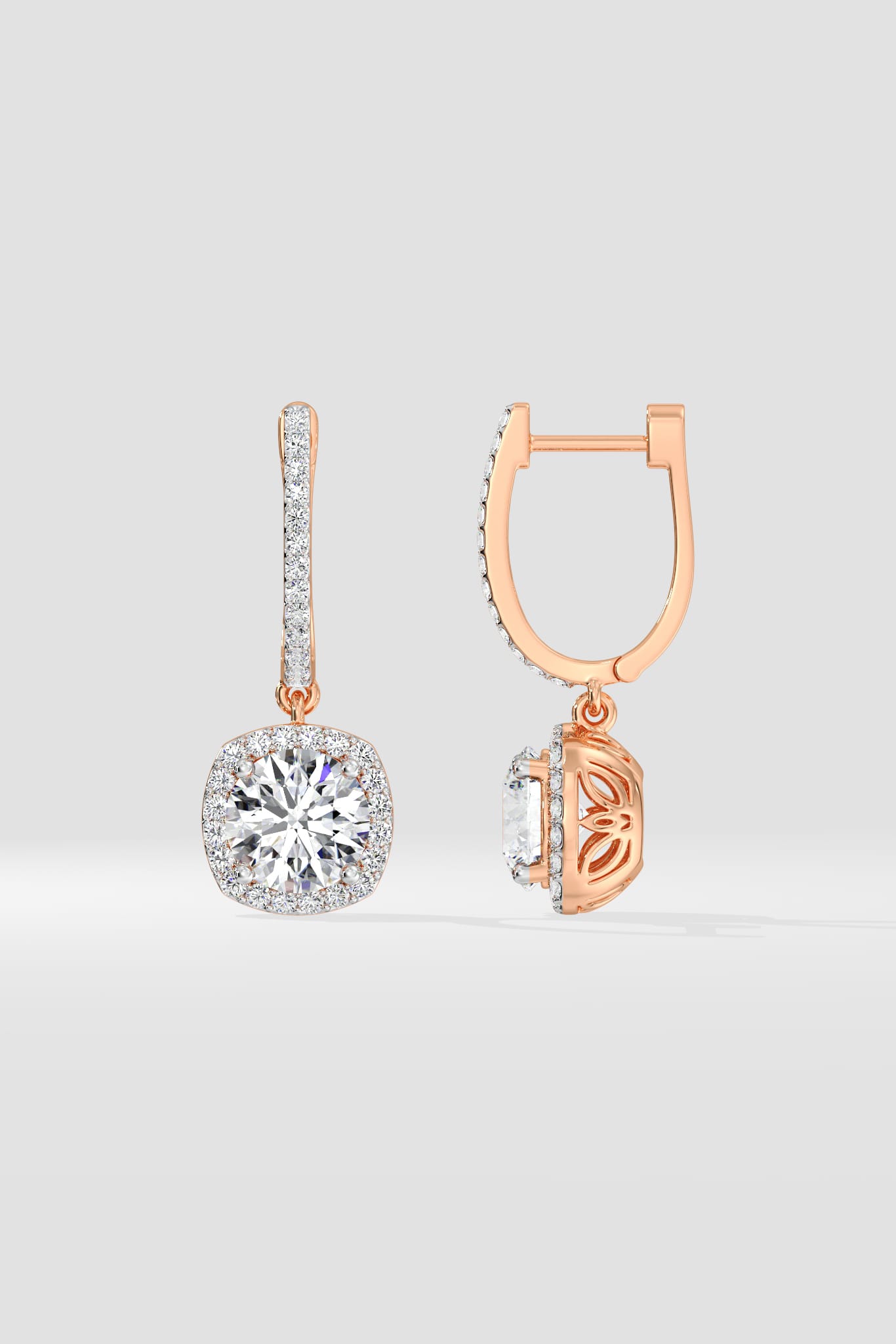 3 ct Cushion Halo Danglers - House of Quadri