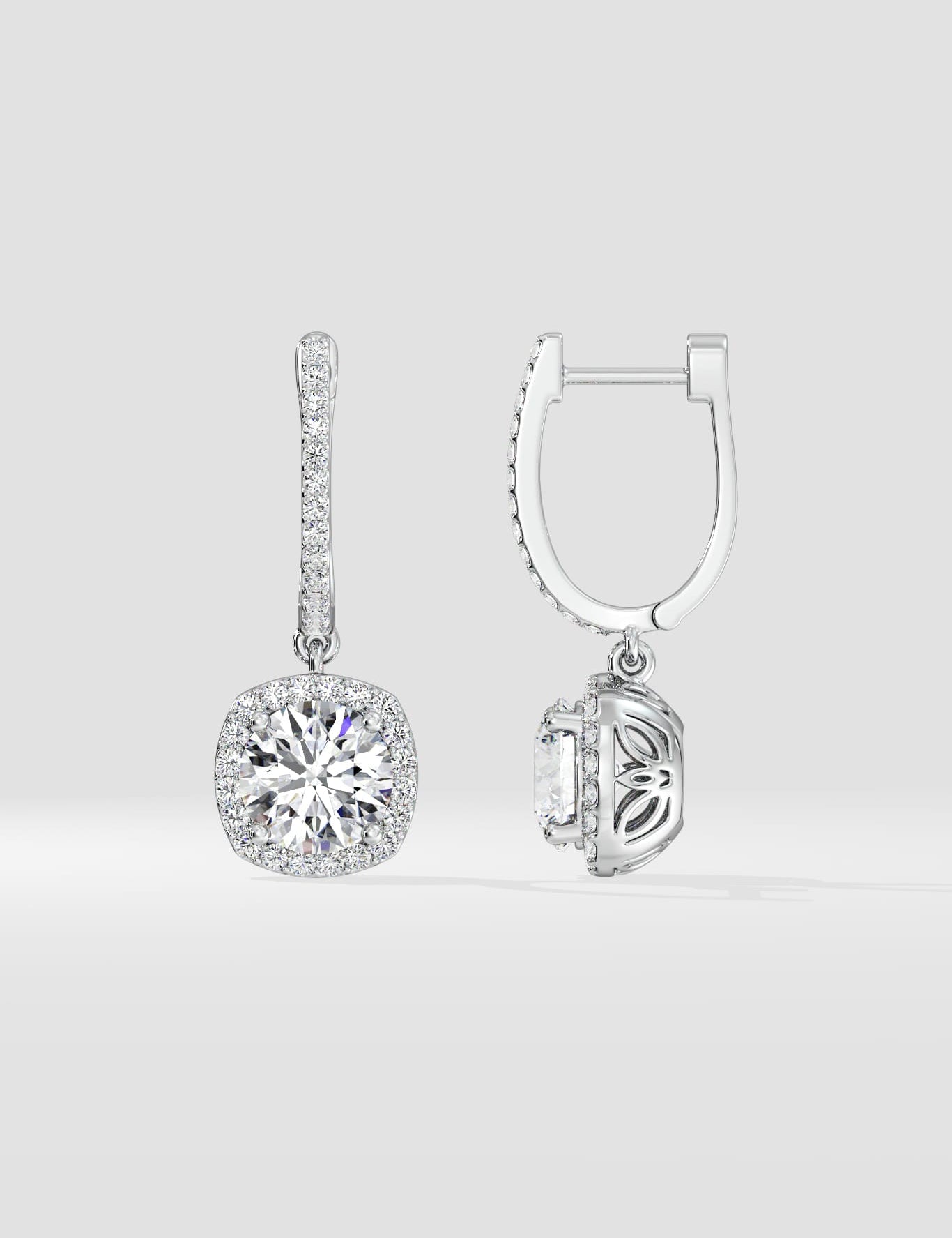 3 ct Cushion Halo Danglers - House of Quadri