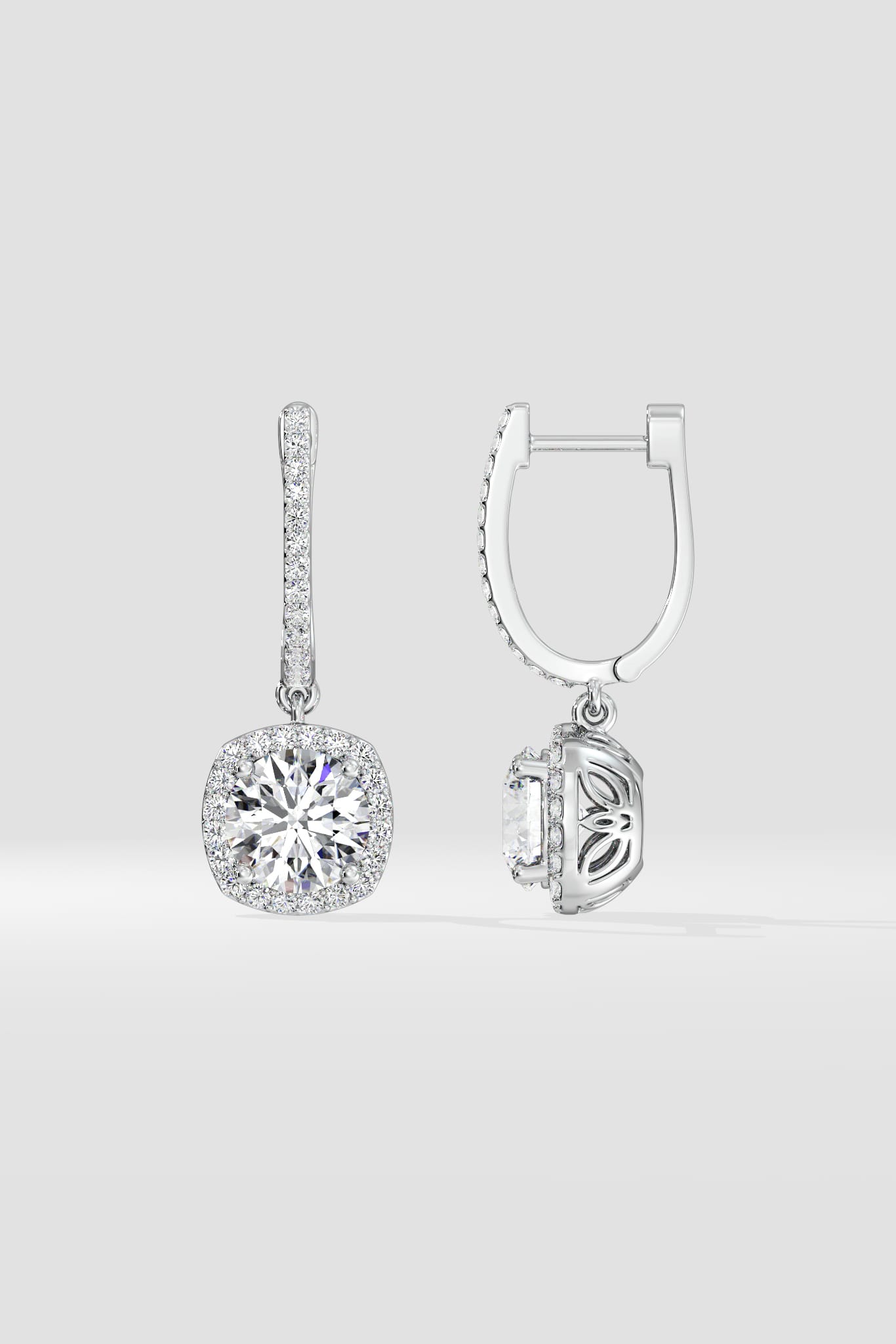 3 ct Cushion Halo Danglers - House of Quadri