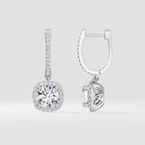 3 ct Cushion Halo Danglers