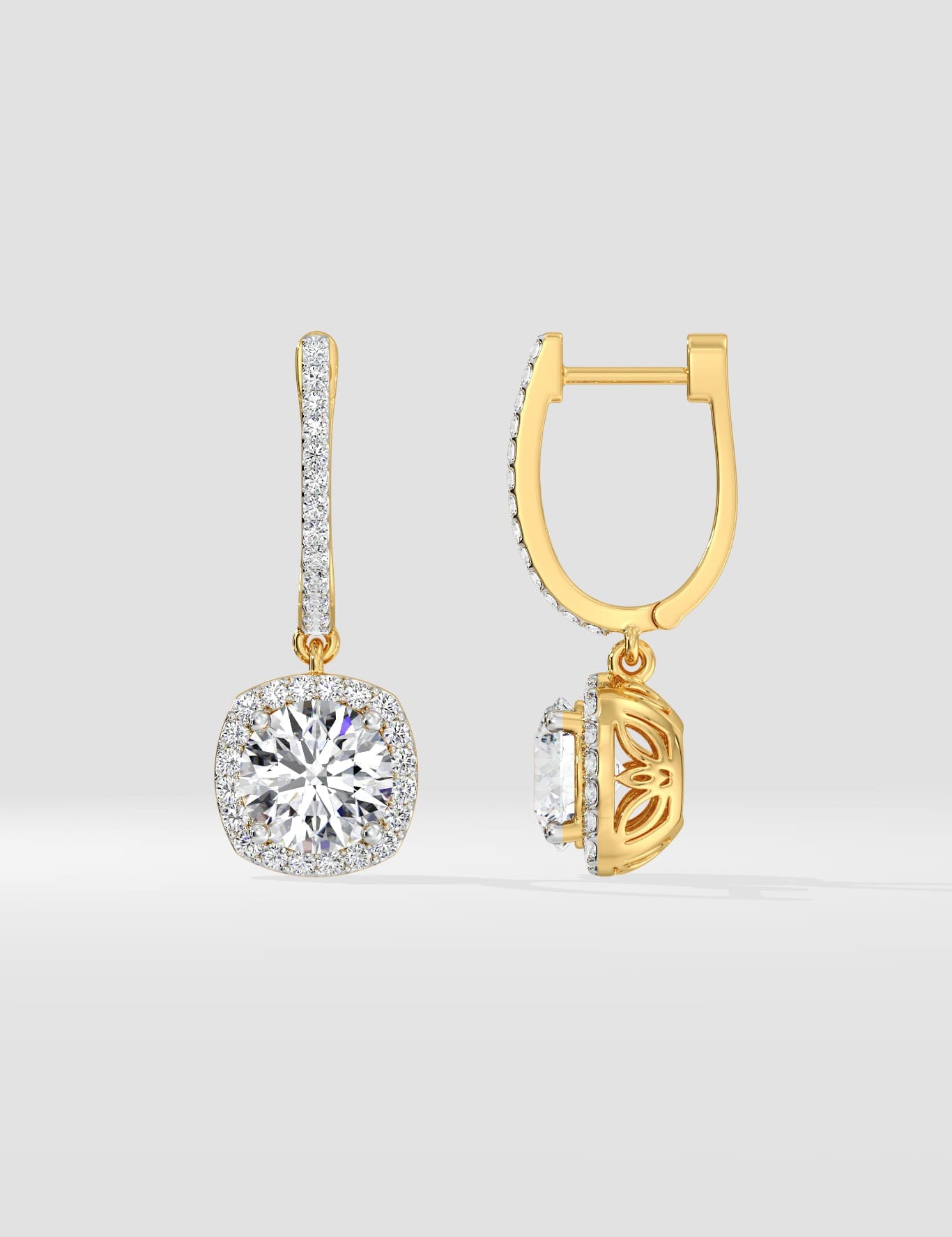 3 ct Cushion Halo Danglers - House of Quadri