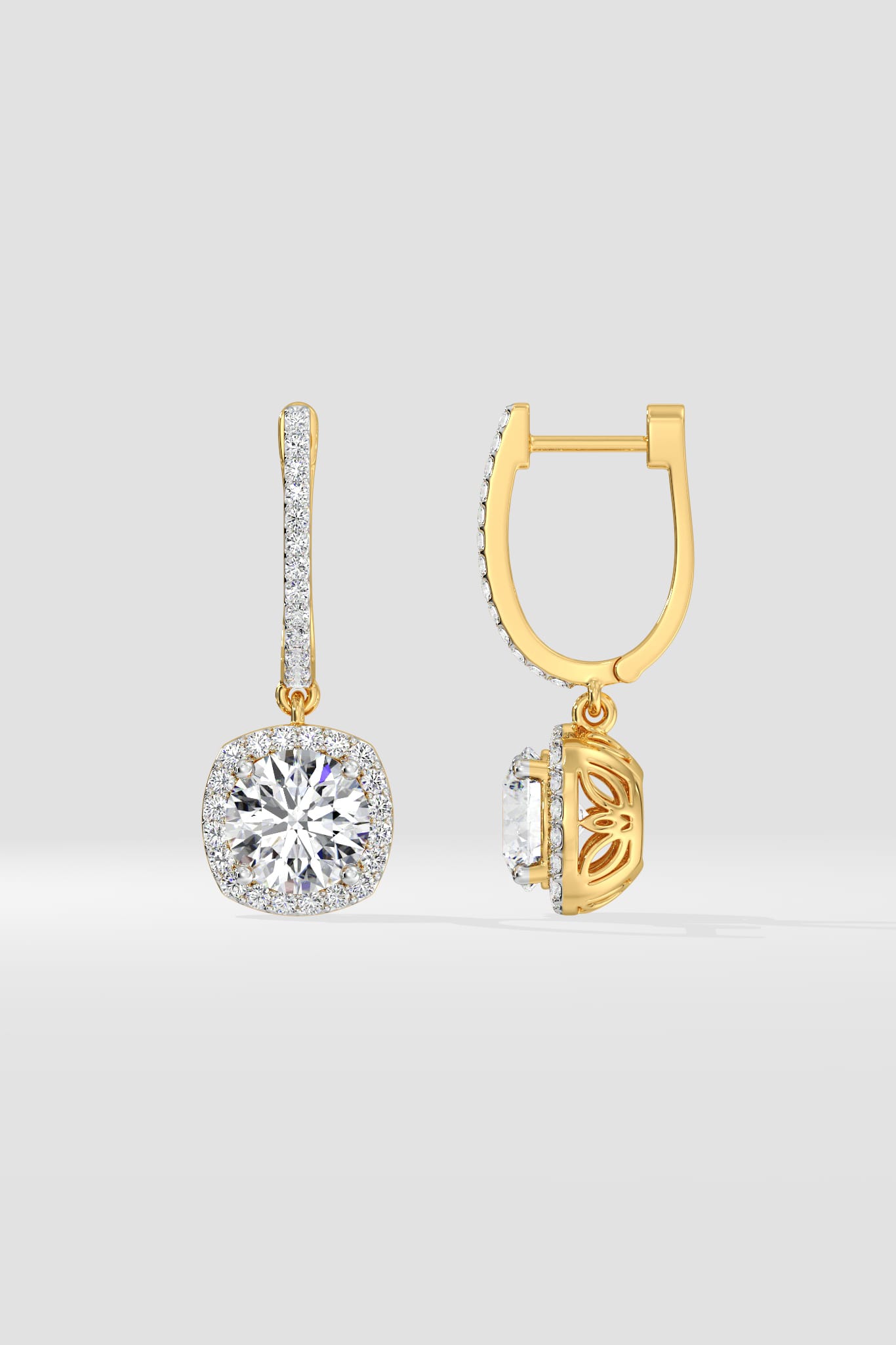 3 ct Cushion Halo Danglers - House of Quadri