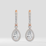 2 ct Pear Halo Drops - House of Quadri