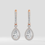 2 ct Pear Halo Drops - House of Quadri