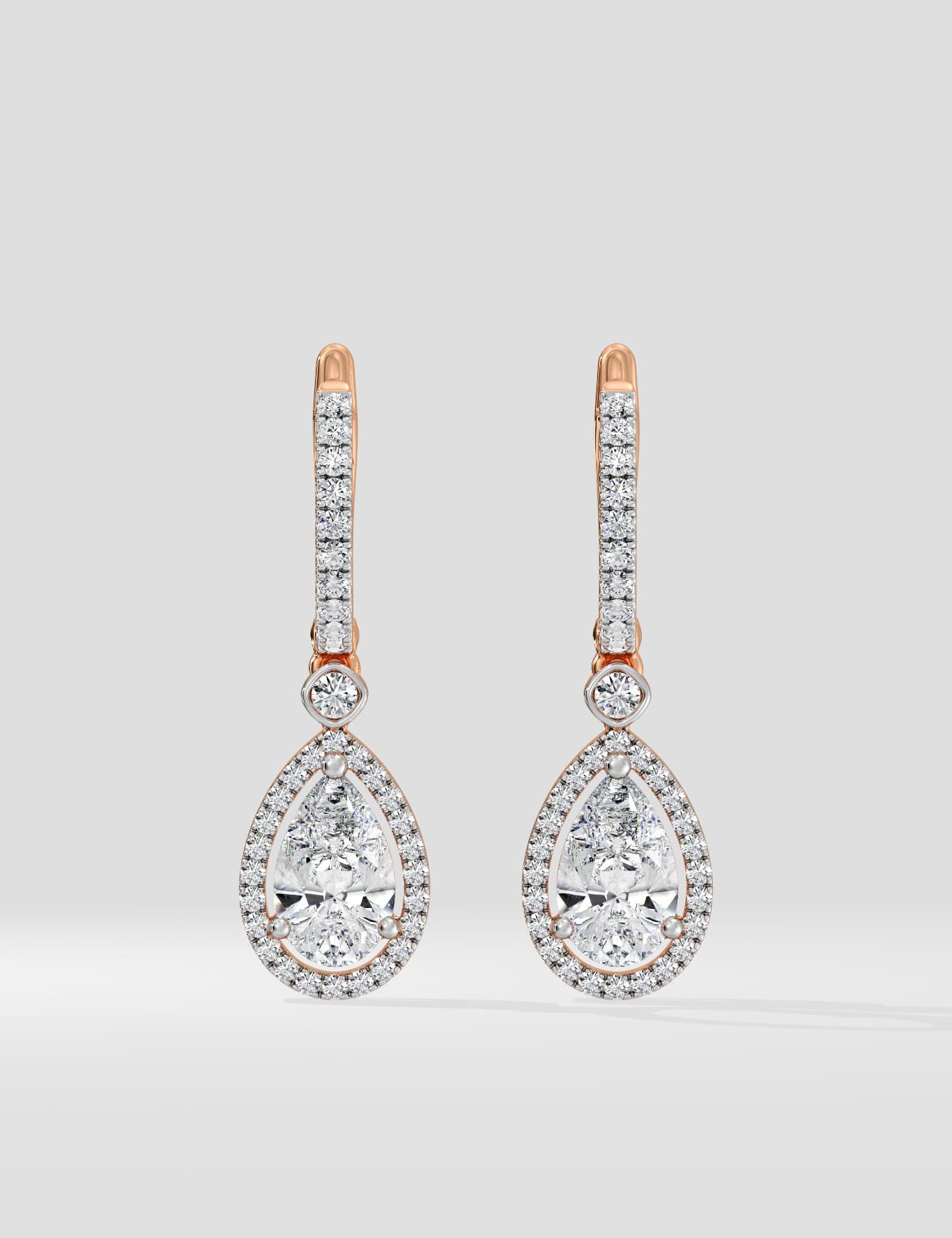 2 ct Pear Halo Drops - House of Quadri