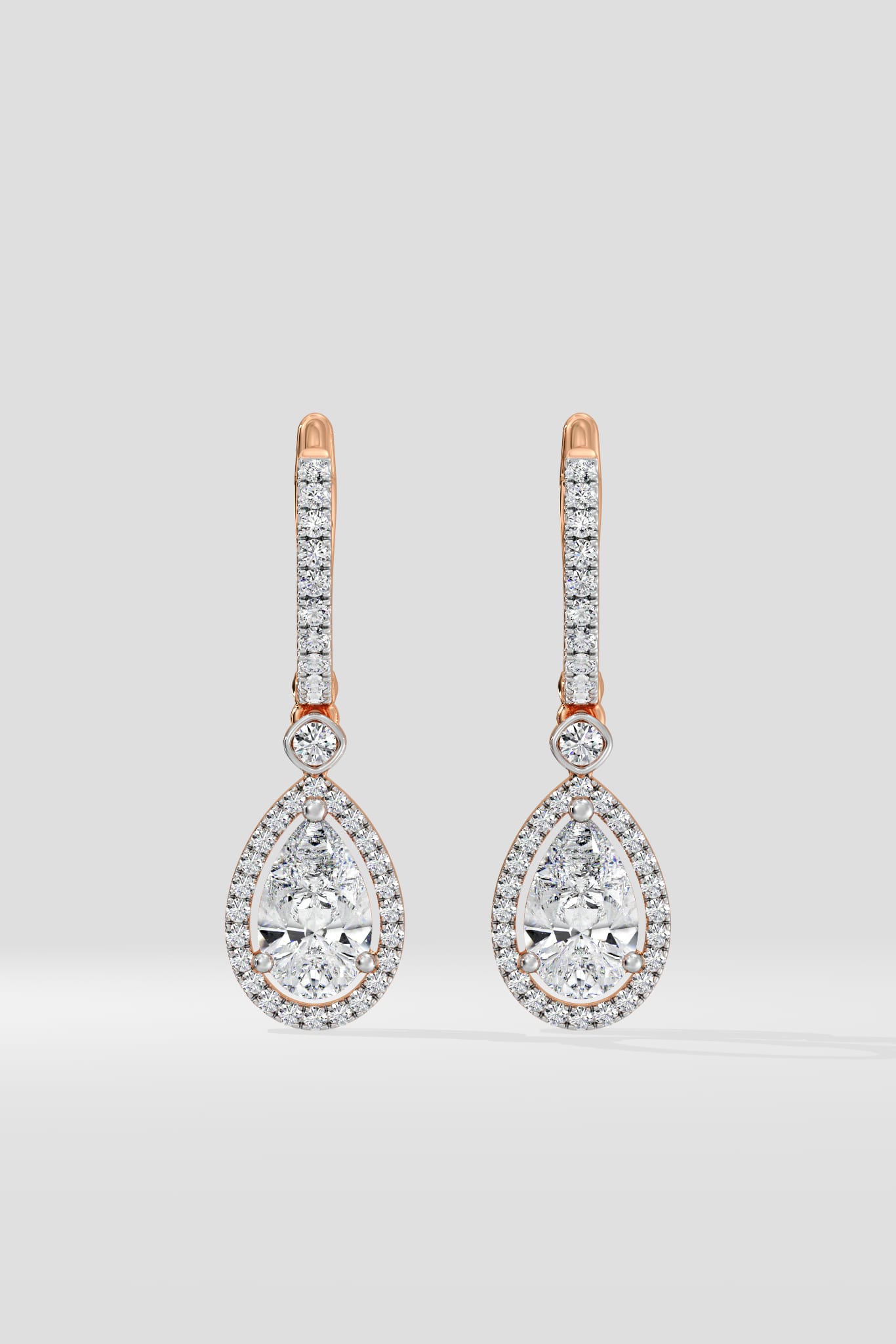 2 ct Pear Halo Drops - House of Quadri