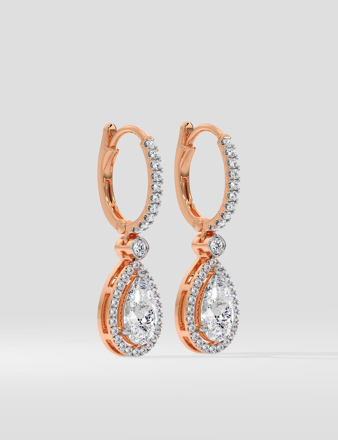 2 ct Pear Halo Drops - House of Quadri