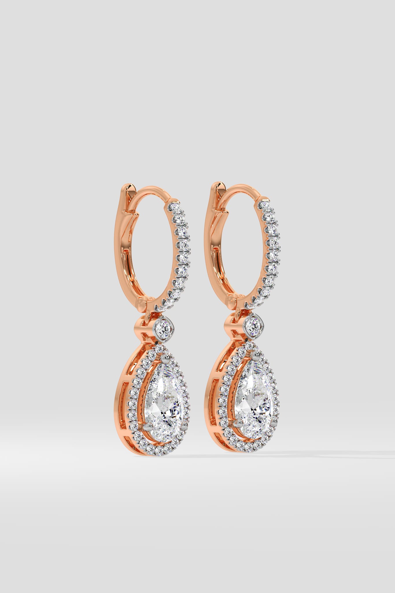 2 ct Pear Halo Drops - House of Quadri