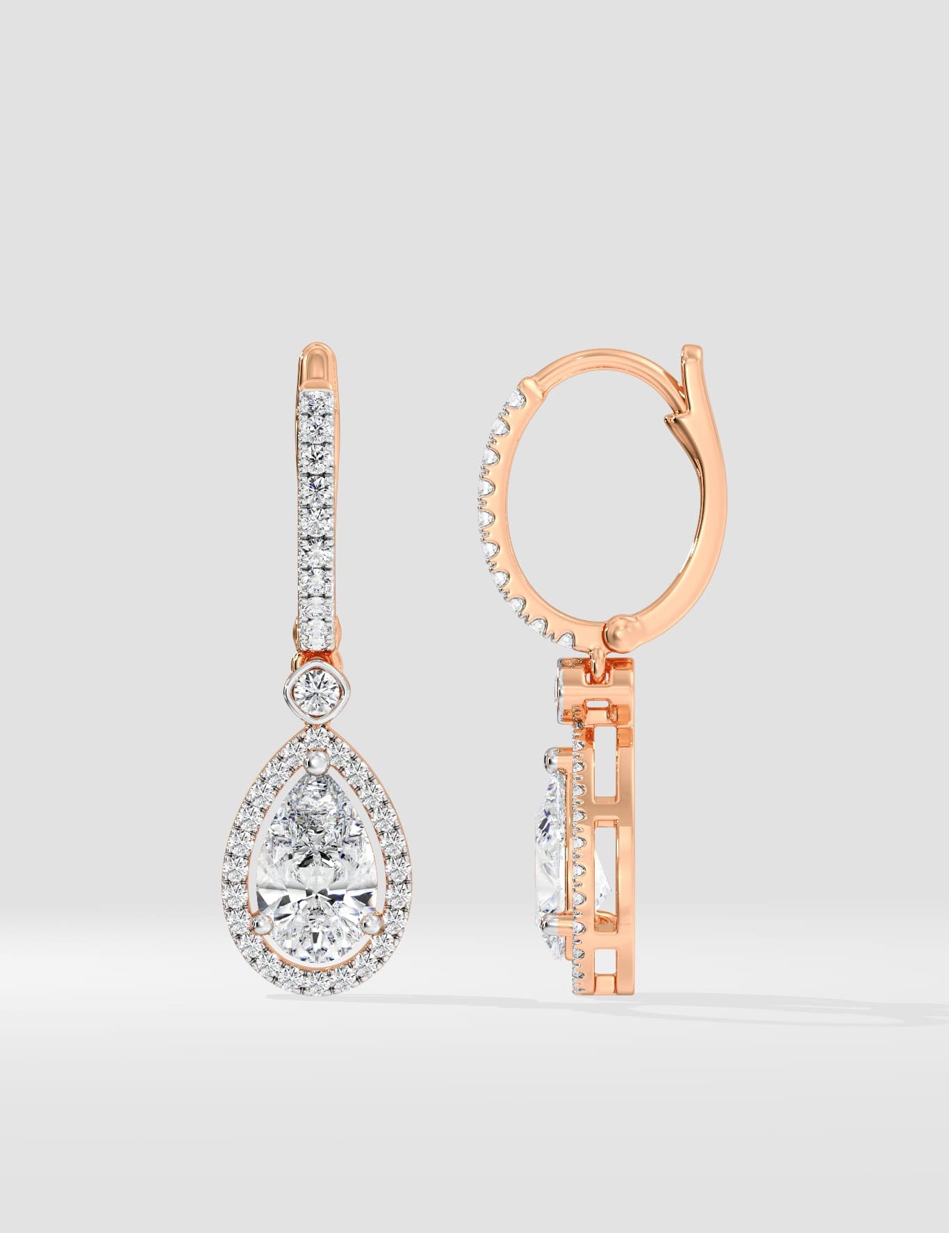 2 ct Pear Halo Drops - House of Quadri