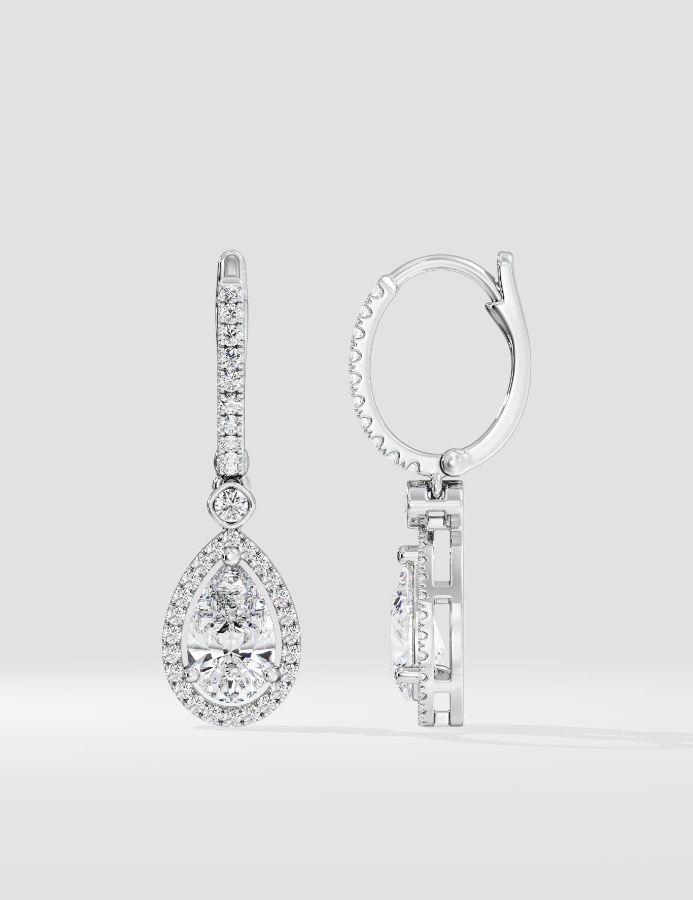 2 ct Pear Halo Drops - House of Quadri
