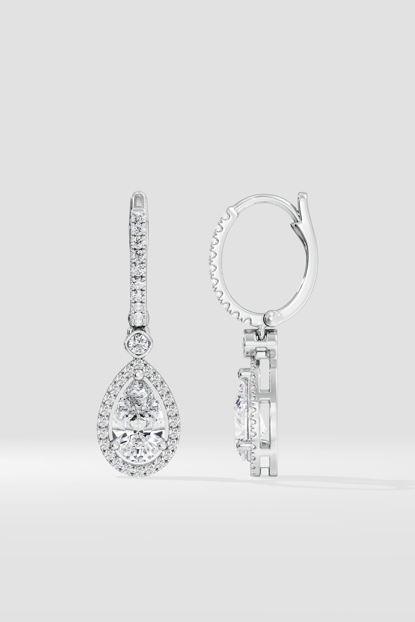 2 ct Pear Halo Drops - House of Quadri