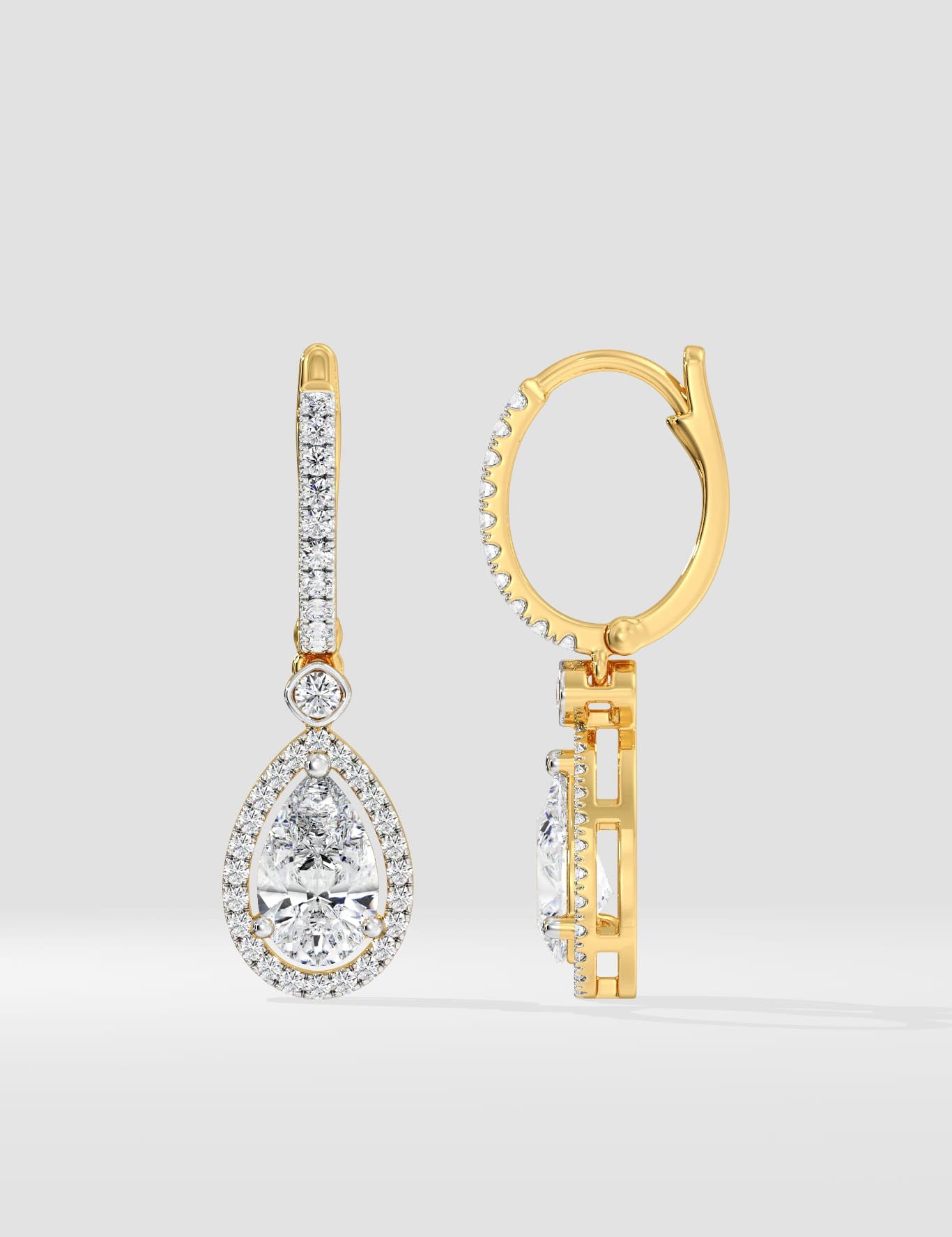 2 ct Pear Halo Drops - House of Quadri