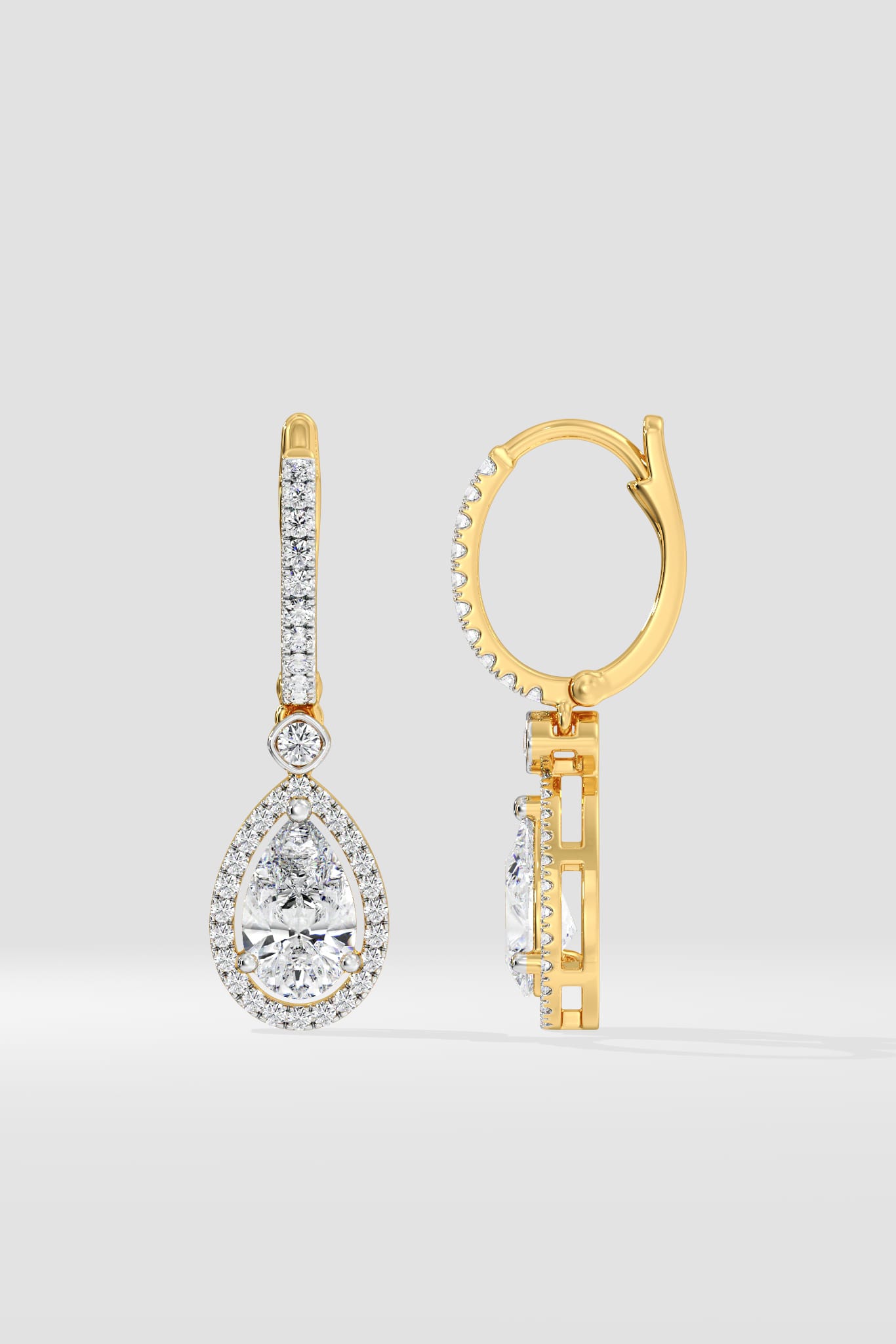 2 ct Pear Halo Drops - House of Quadri