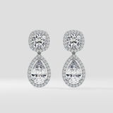 Pear Halo Drop Earrings