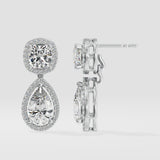 Pear Halo Drop Earrings