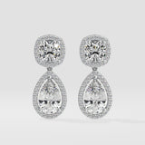 Pear Halo Drop Earrings