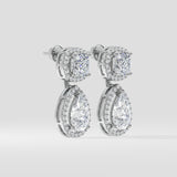 Pear Halo Drop Earrings