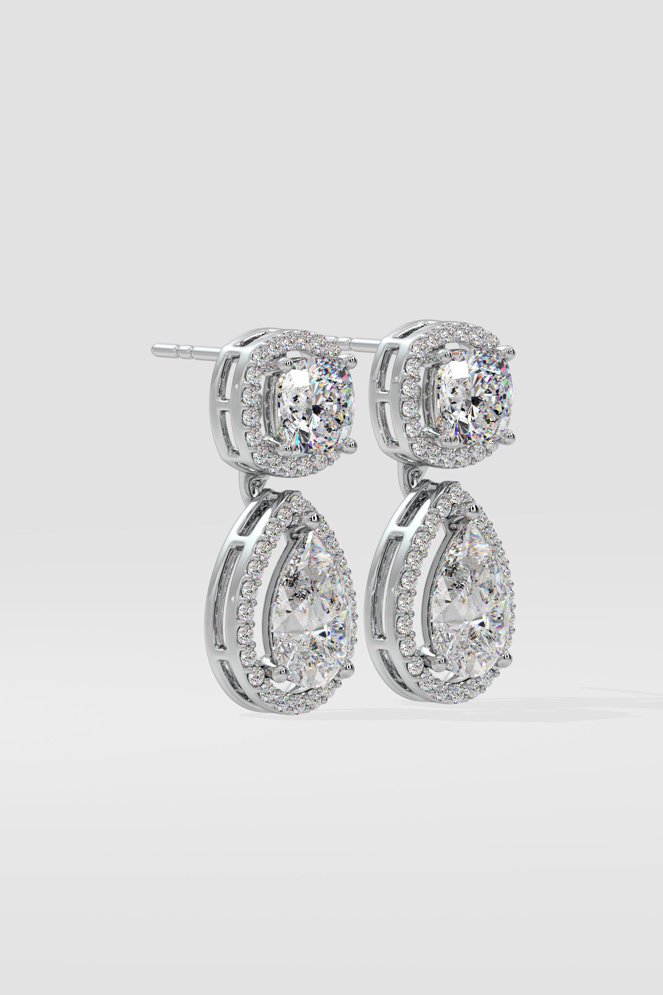 Pear Halo Drop Earrings