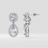 Pear Halo Drop Earrings