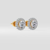 1 Ct Floret Halo Earrings