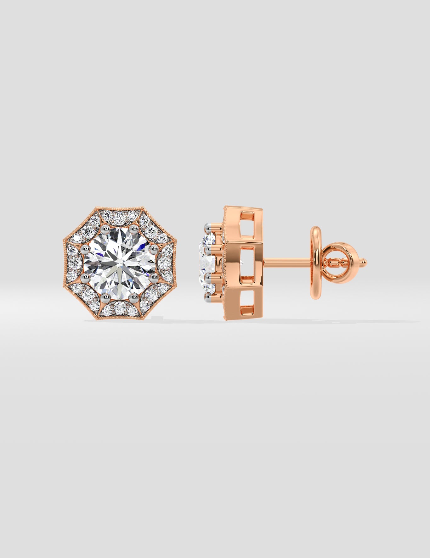 1.5 ct Octa Halo Earrings