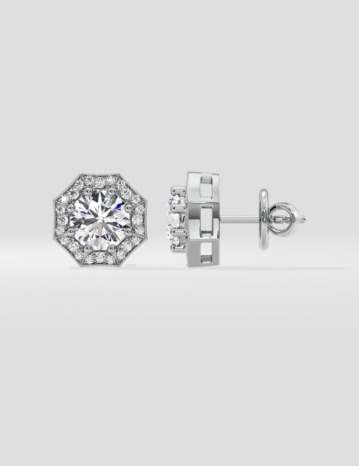 1.5 ct Octa Halo Earrings