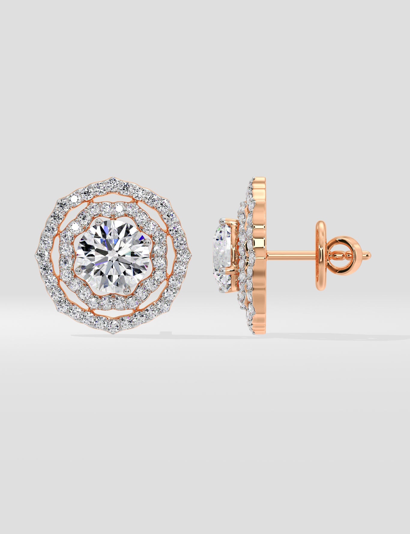 2 Ct Twin Halo Earrings