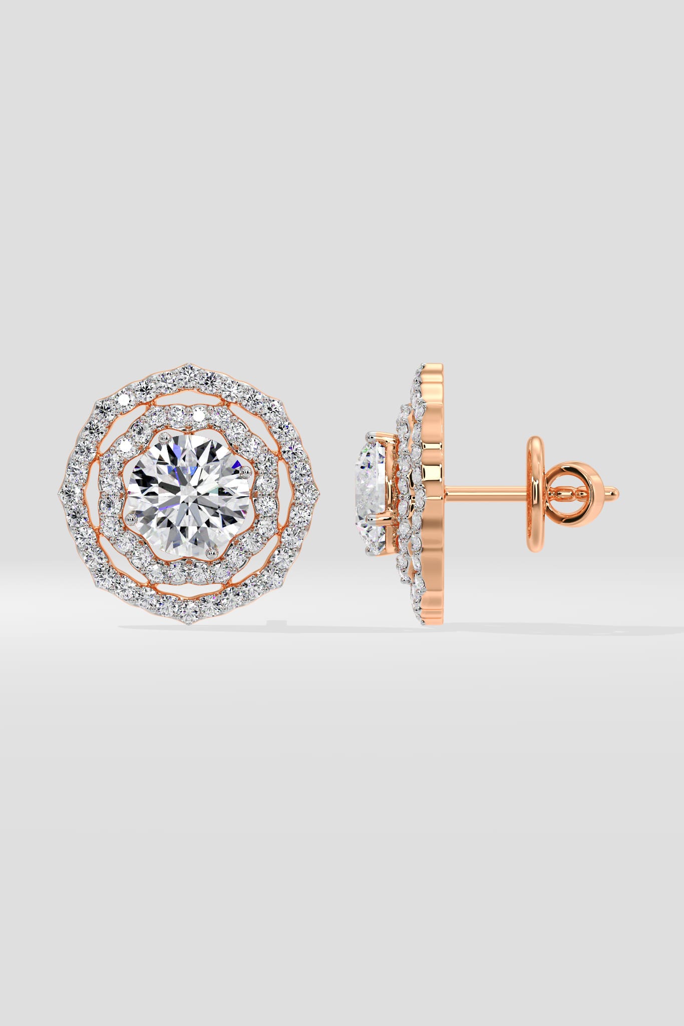 2 Ct Twin Halo Earrings - House of Quadri
