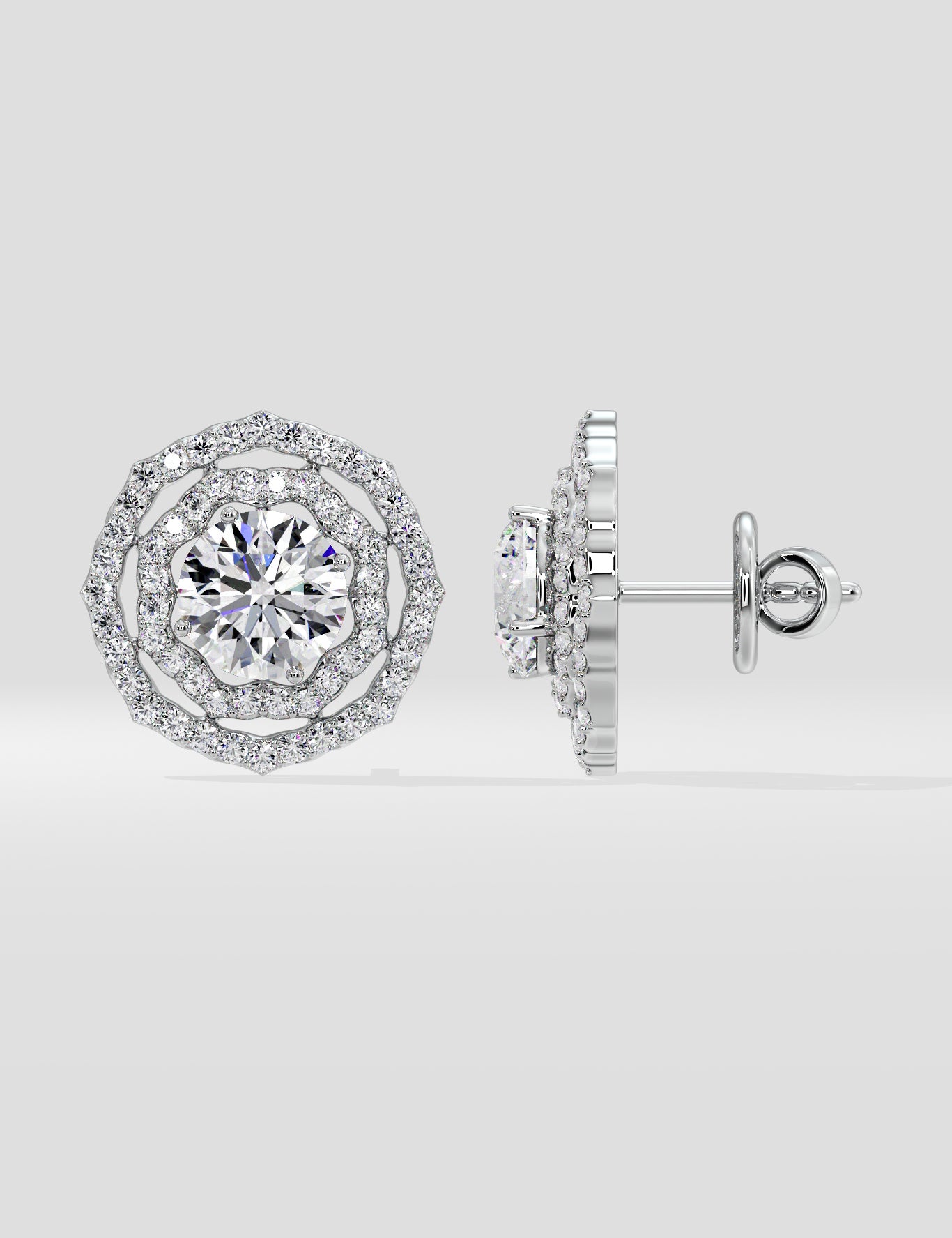 2 Ct Twin Halo Earrings