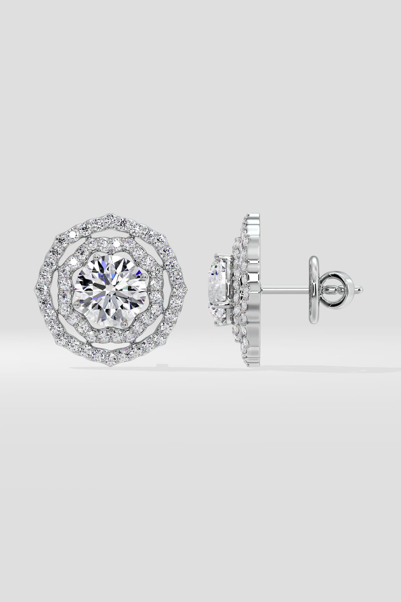 2 Ct Twin Halo Earrings - House of Quadri