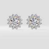 2 Ct Sunflower Halo Solitaire Studs