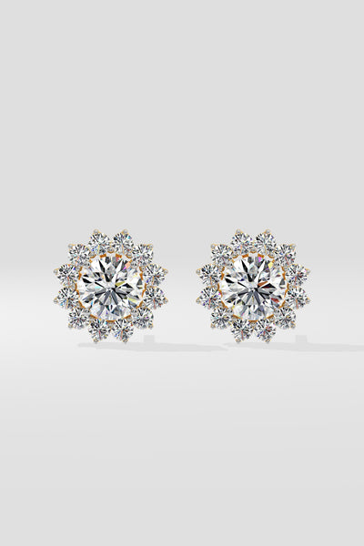 2 ct  Sunflower Halo Solitaire Studs