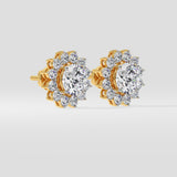 2 Ct  Sunflower Halo Solitaire Studs